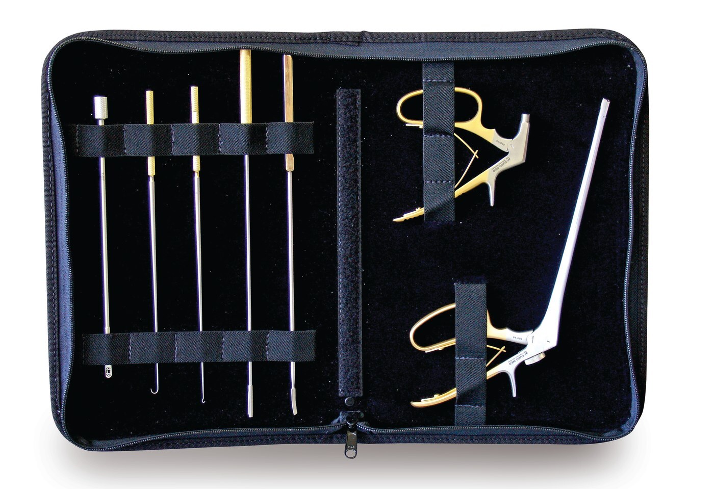 Custom sewn medical case organizing surgical instruments, manufactured by Platt Cases